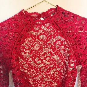 VS - Red Lace Bodysuit - Size Small
